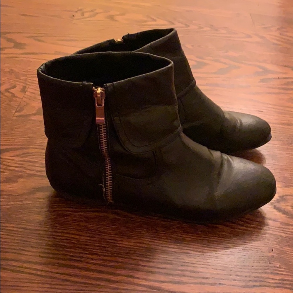 Faux leather black booties
